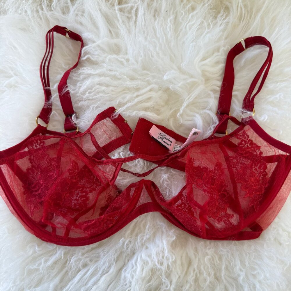 AGENT PROVOCATEUR DEMELZA Red Plunge Bra 36E NWOT